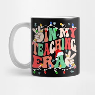 In My Teaching Era Groovy Teacher Santa Hat Light Christmas Mug